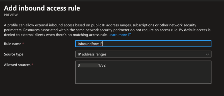 Adding inbound rule